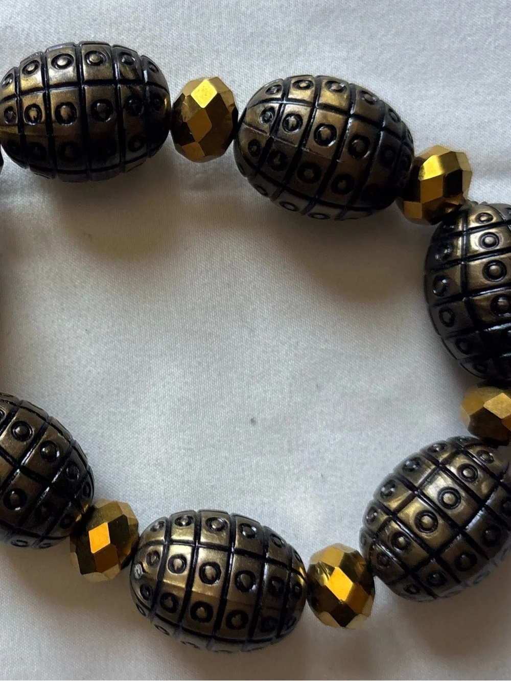 Metallic Bronze and Gold Beaded Stretch Bracelet